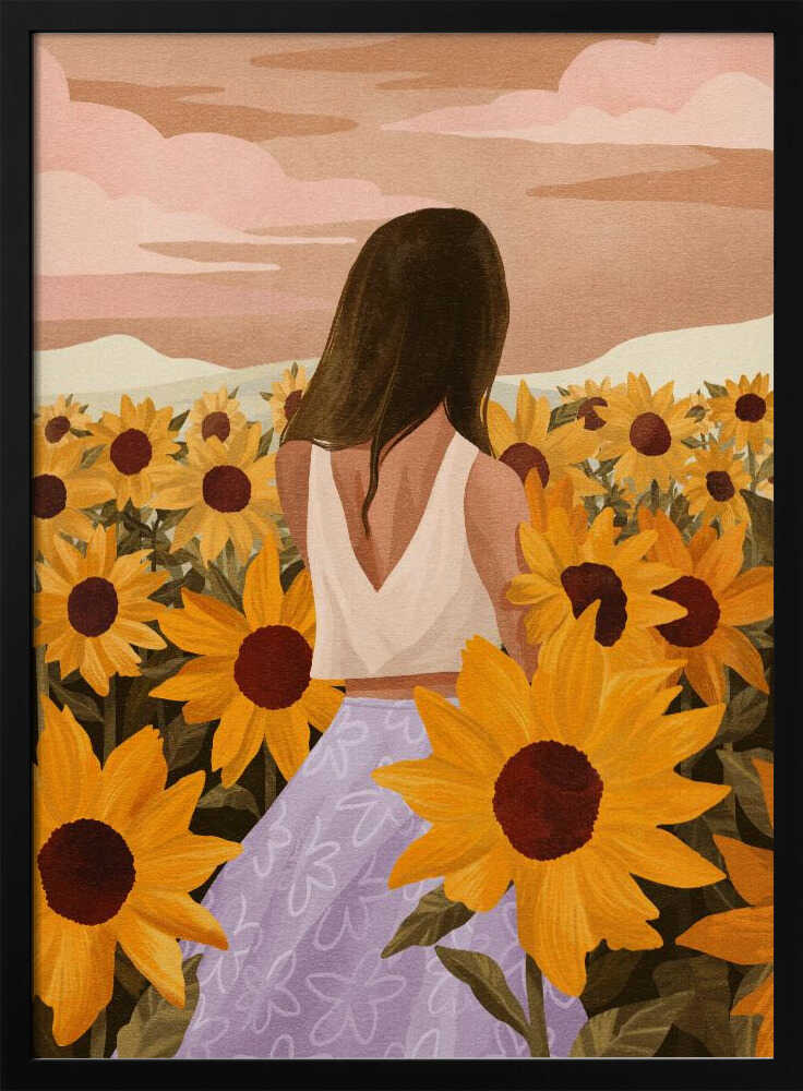 Sunflower Evenings Art Print UK — Botanical Fresh Wall Art — Living Room — Wall It All Prints