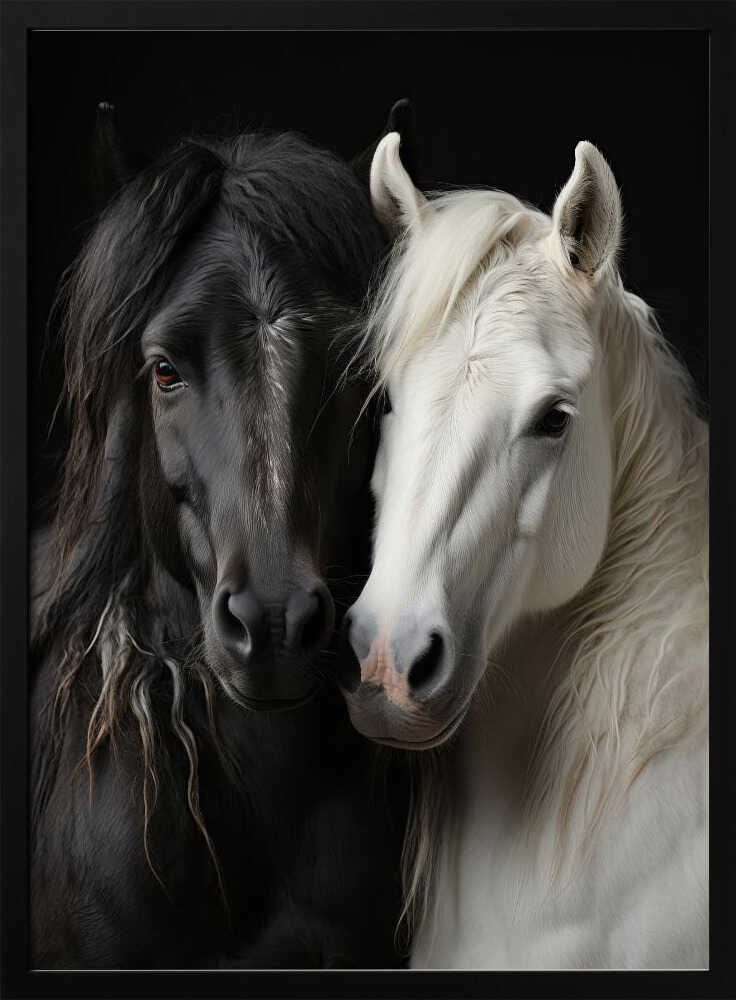 Elegant Horse Companions Art Print UK — Abstract Dark Wall Art — Nursery — Wall It All Prints