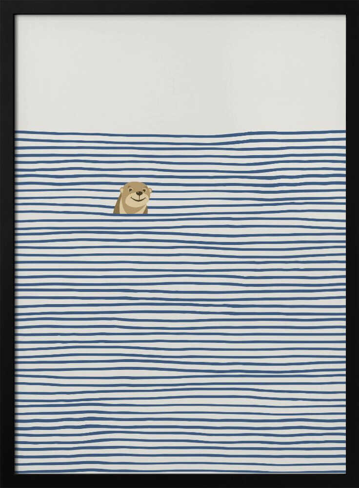 Happy Otter In Stripes Art Print UK — Abstract Vibrant Wall Art — Bedroom — Wall It All Prints