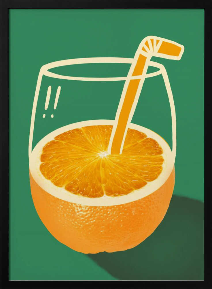 Orange Juice Doodle Art Print UK — Abstract Vibrant Wall Art — Kitchen — Wall It All Prints