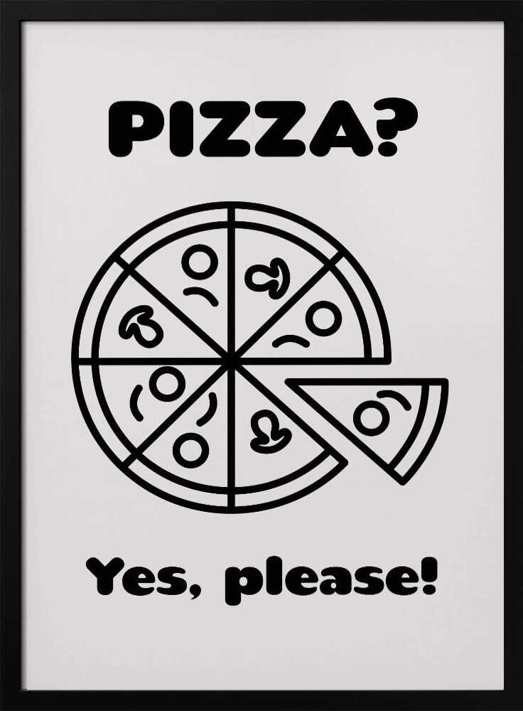 Pizza Yes Please Art Print UK — Abstract Dark Wall Art — Kitchen — Wall It All Prints