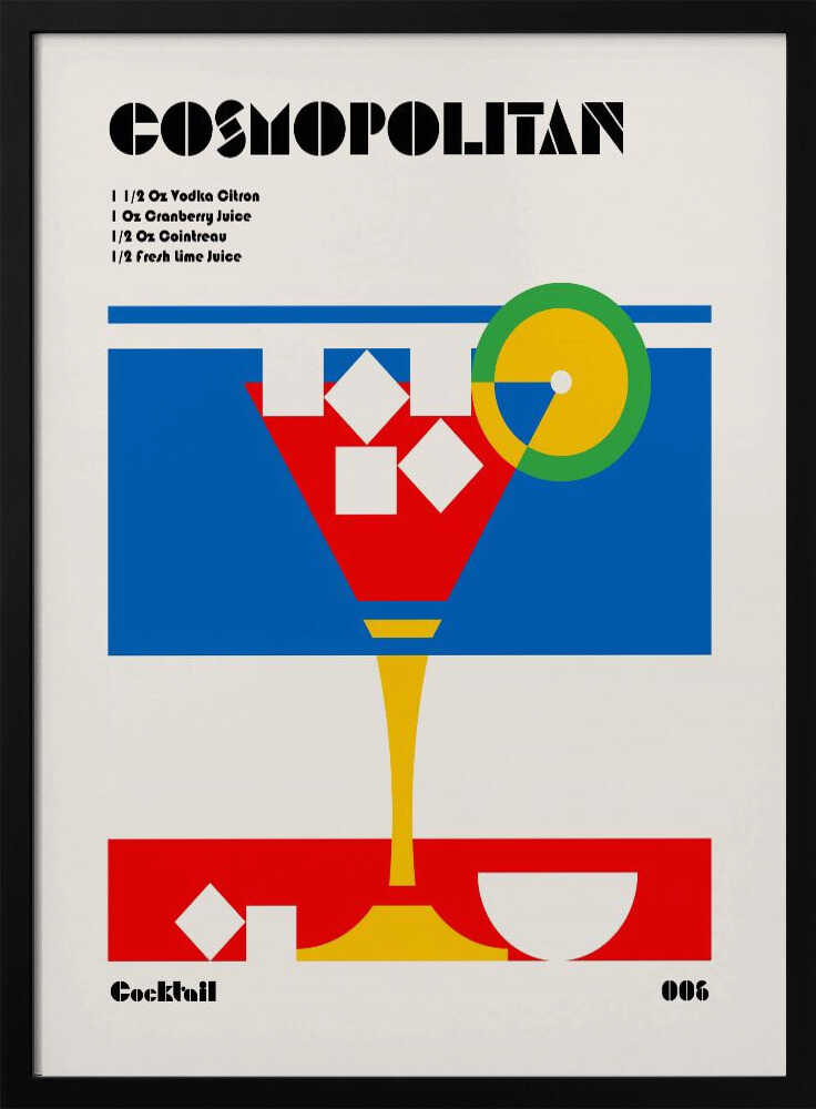 Cosmopolitan Cocktail Recipe Art Print UK — Japanese Vibrant Wall Art — Kitchen — Wall It All Prints