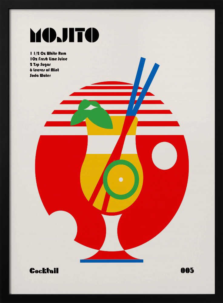 Geometric Mojito Recipe Art Print UK — Japanese Vibrant Wall Art — Kitchen — Wall It All Prints