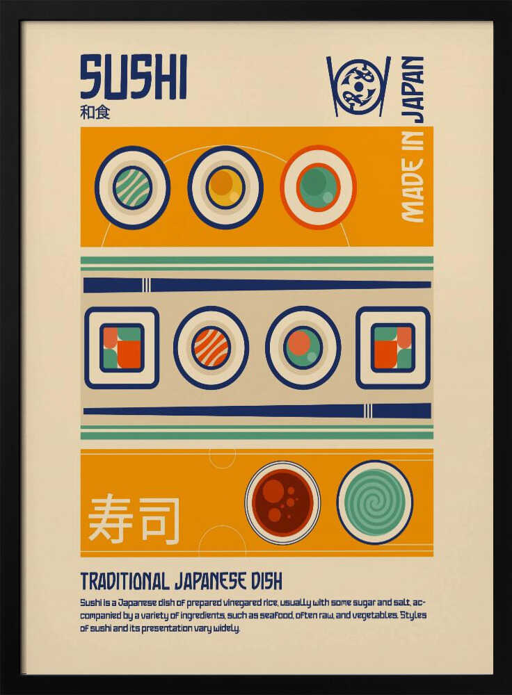 Sushi Japanese Food Print Art Print UK — Japanese Vibrant Wall Art — Kitchen — Wall It All Prints