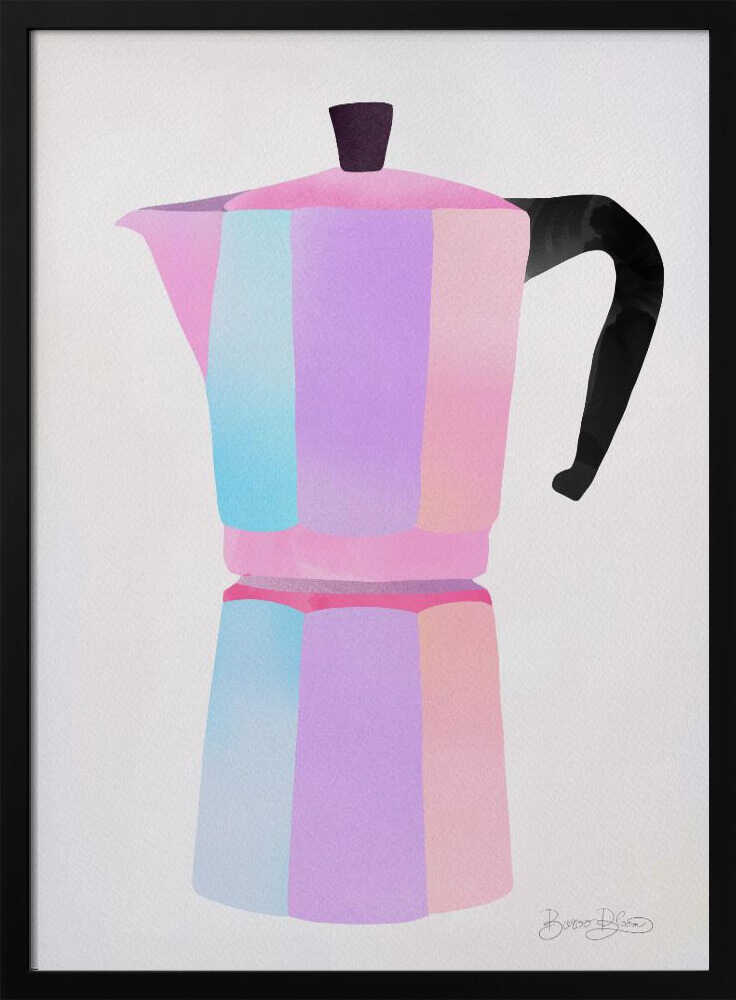 Colorful Moka Pot Art Print UK — Botanical Vibrant Wall Art — Kitchen — Wall It All Prints