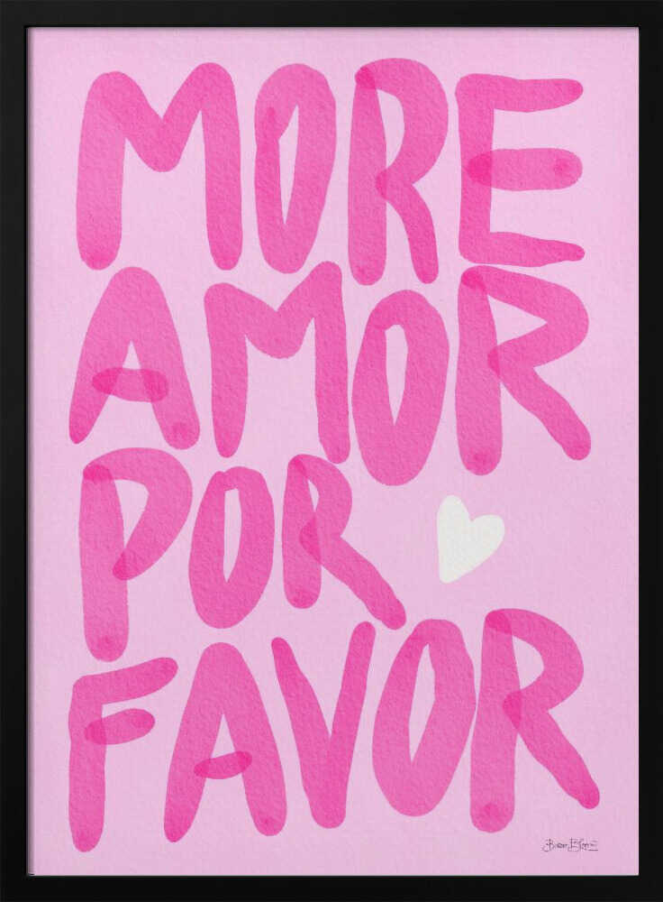 Pink More Amor Please Art Print UK — Botanical Vibrant Wall Art — Living Room — Wall It All Prints