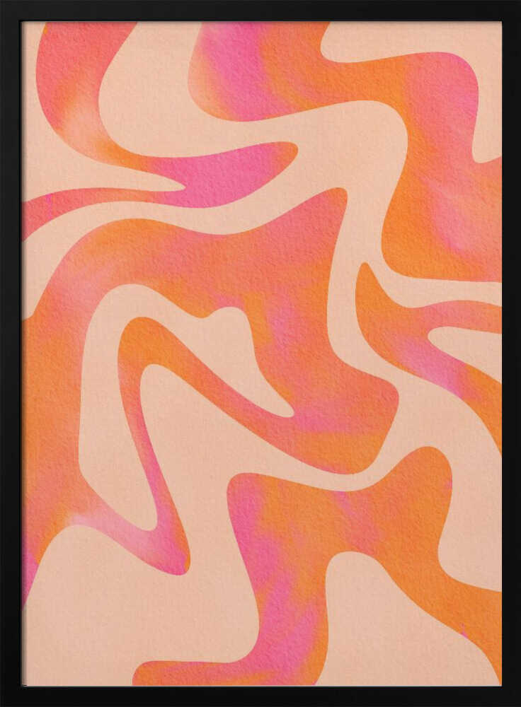Groovy Pink Orange Swirls Art Print UK — Abstract Vibrant Wall Art — Living Room — Wall It All Prints