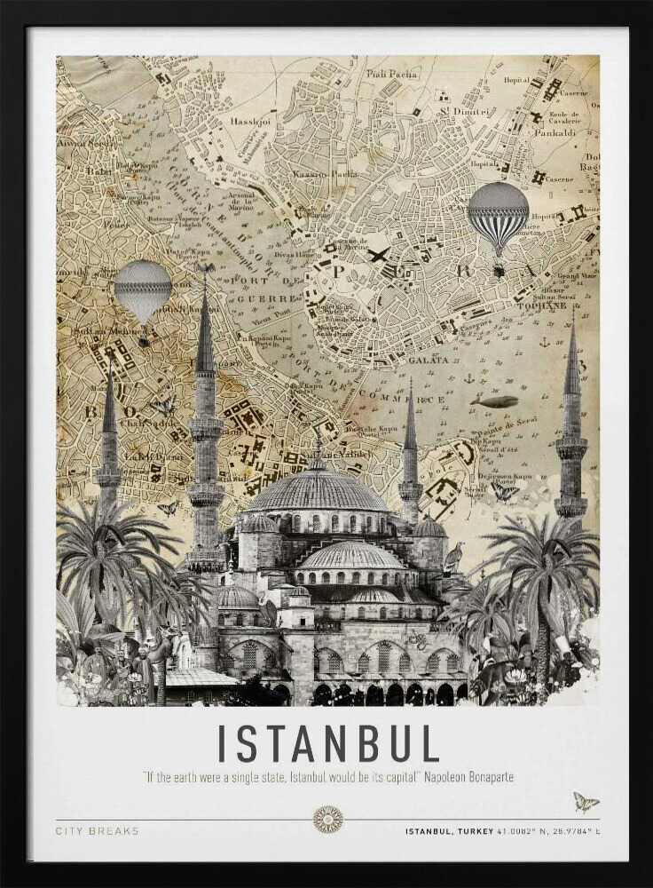 Istanbul Mosque Map Balloons Art Print UK — Abstract Vibrant Wall Art — Living Room — Wall It All Prints
