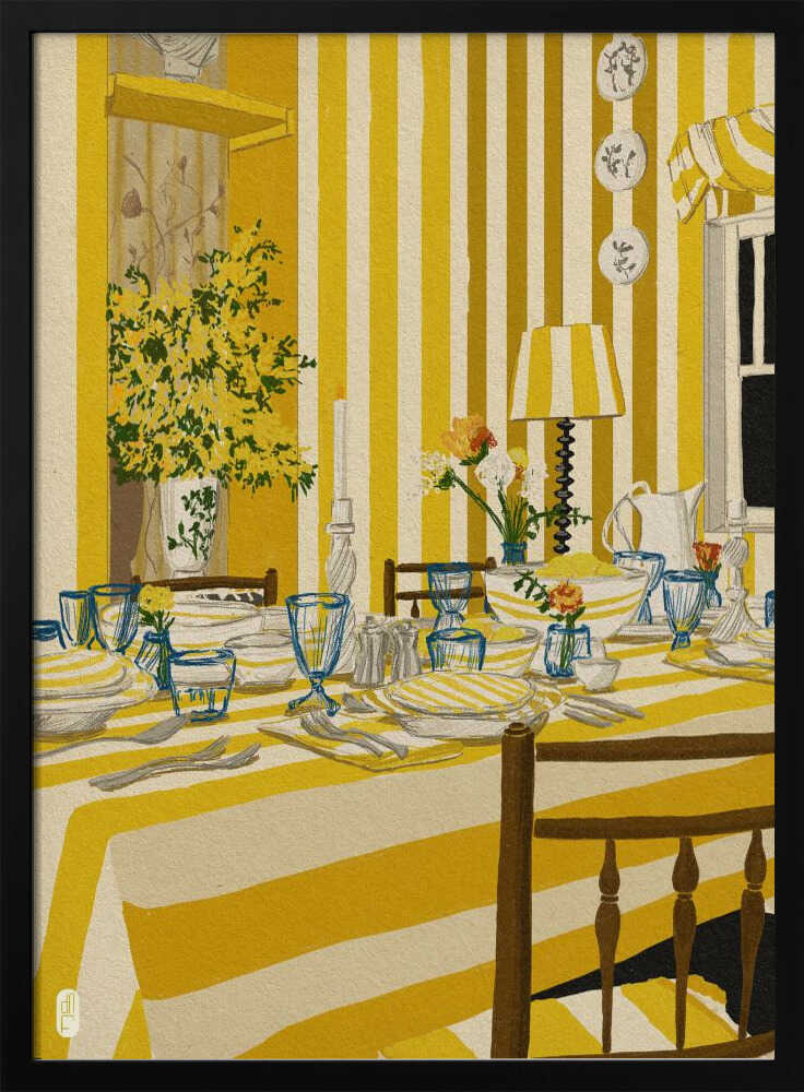 Sunny Striped Dining Room Art Print UK — Abstract Vibrant Wall Art — Kitchen — Wall It All Prints