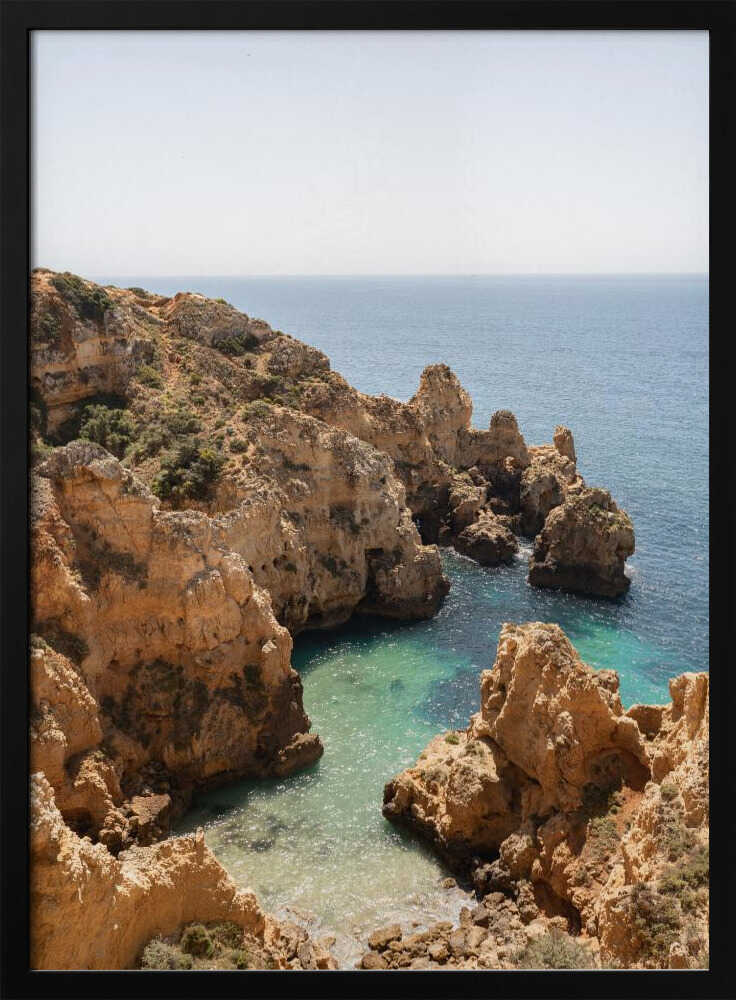 Golden Cliffs Azure Ocean Art Print UK — Landscape Vibrant Wall Art — Living Room — Wall It All Prints