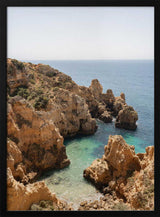 Golden Cliffs Azure Ocean Art Print UK — Landscape Vibrant Wall Art — Living Room — Wall It All Prints