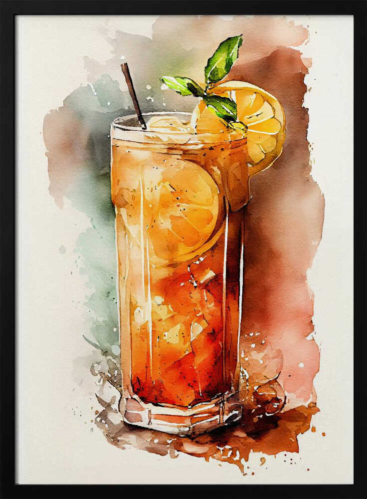 Refreshing Lemon Iced Tea Art Print UK — Botanical Vibrant Wall Art — Kitchen — Wall It All Prints