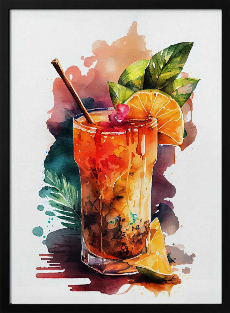 Vibrant Watercolor Cocktail Art Print UK — Abstract Vibrant Wall Art — Kitchen — Wall It All Prints
