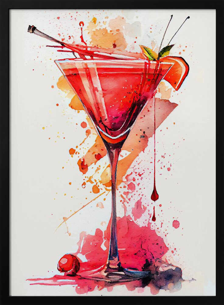Vibrant Watercolor Cocktail Art Print UK — Abstract Vibrant Wall Art — Kitchen — Wall It All Prints