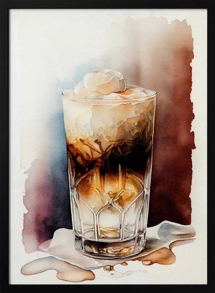 Creamy Iced Coffee Painting Art Print UK — Abstract Vibrant Wall Art — Kitchen — Wall It All Prints