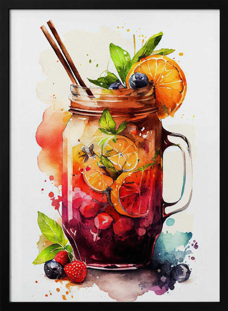 Refreshing Fruit Drink Art Print UK — Botanical Fresh Wall Art — Kitchen — Wall It All Prints