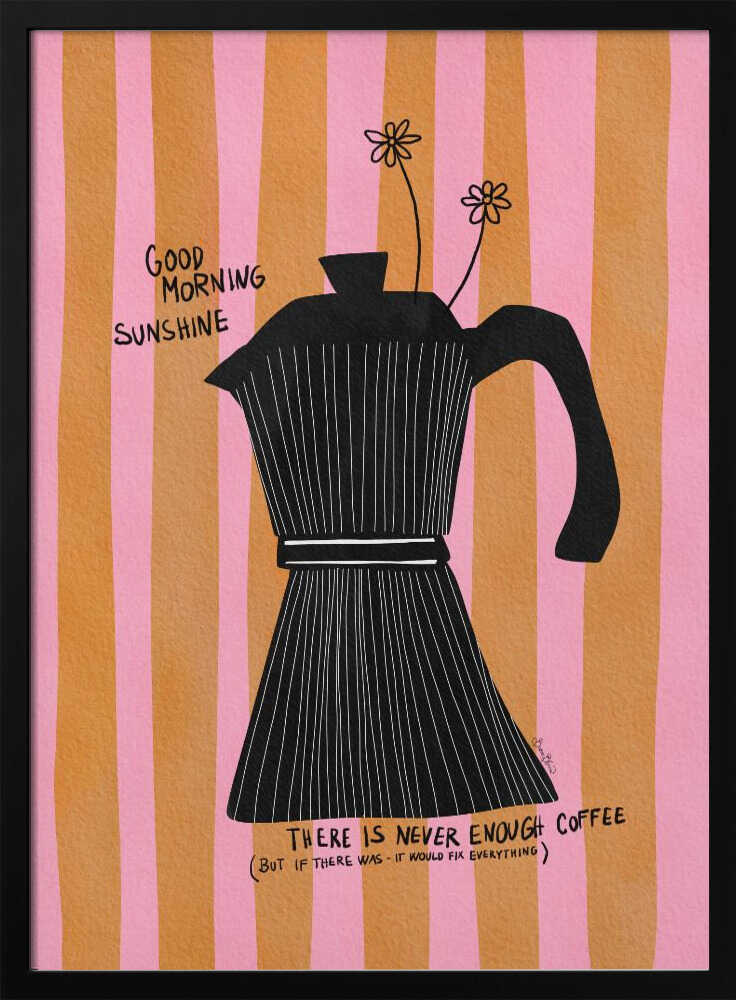 Good Morning Moka Pot Art Print UK — Botanical Vibrant Wall Art — Kitchen — Wall It All Prints