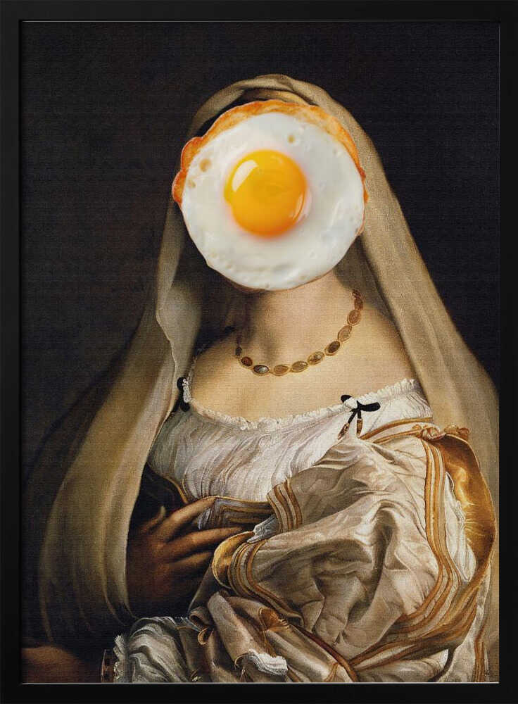 Fried Egg Renaissance Portrait Art Print UK — Vintage Vibrant Wall Art — Kitchen — Wall It All Prints