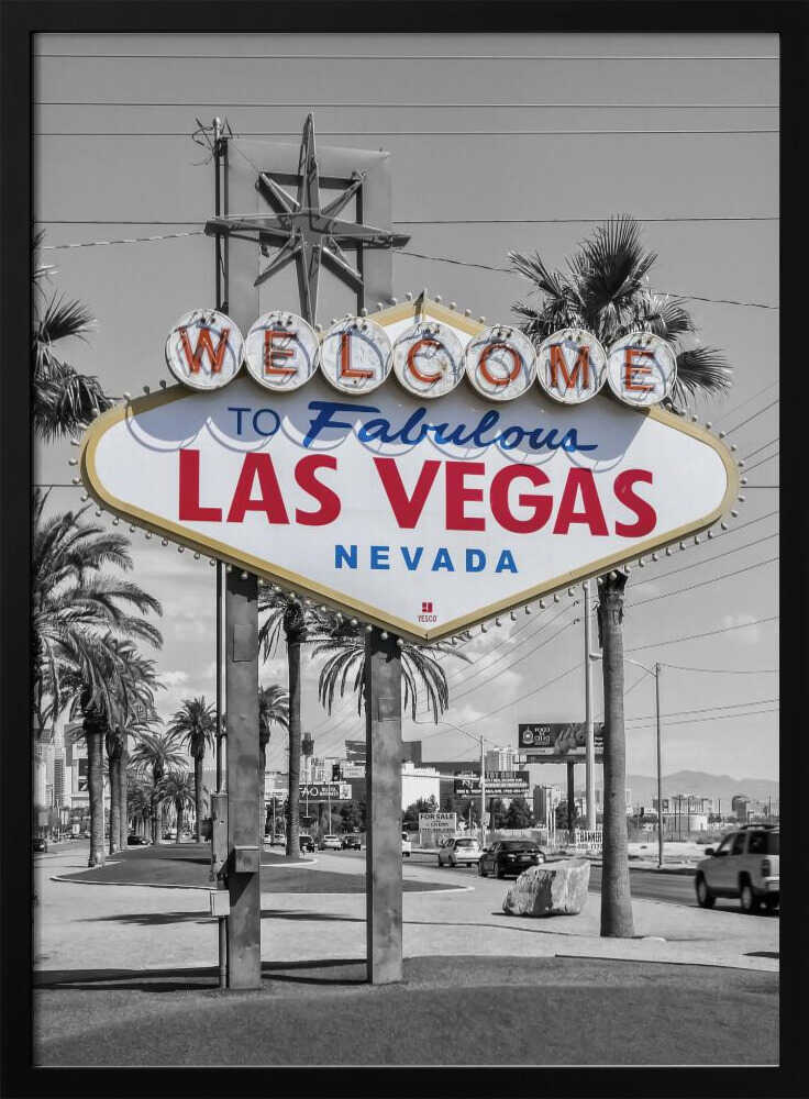 Fabulous Las Vegas Welcome Sign Art Print UK — City Dark Wall Art — Living Room — Wall It All Prints