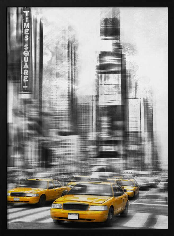 Times Square Taxis Art Print UK — Abstract Vibrant Wall Art — Living Room — Wall It All Prints