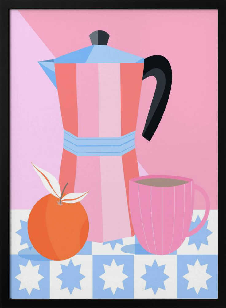 Still Life with Moka Pot Art Print UK — Abstract Vibrant Wall Art — Kitchen — Wall It All Prints