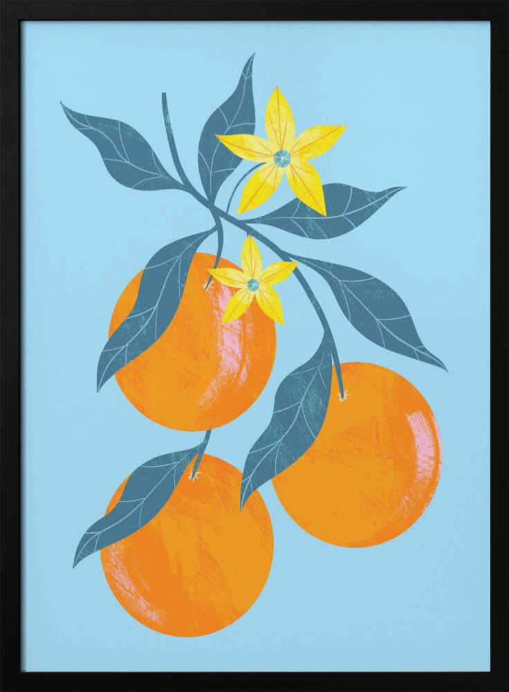 Orange Branch Art Print UK — Botanical Vibrant Wall Art — Kitchen — Wall It All Prints