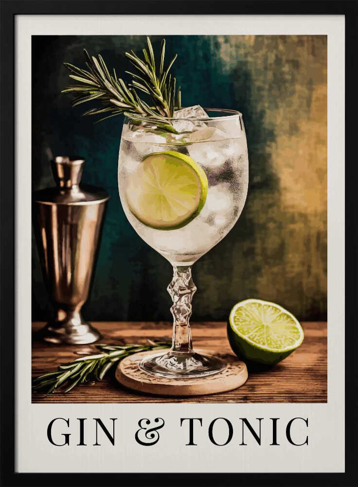 Elegant Gin and Tonic Art Print UK — Vintage Calm Wall Art — Kitchen — Wall It All Prints