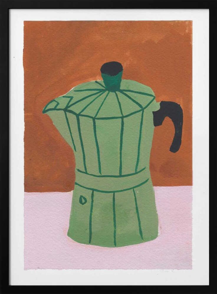 Green Moka Pot Still Life Art Print UK — Abstract Minimal Wall Art — Kitchen — Wall It All Prints