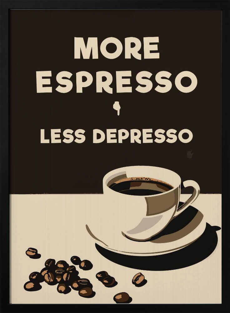 More Espresso Less Depresso Art Print UK — Abstract Vibrant Wall Art — Kitchen — Wall It All Prints