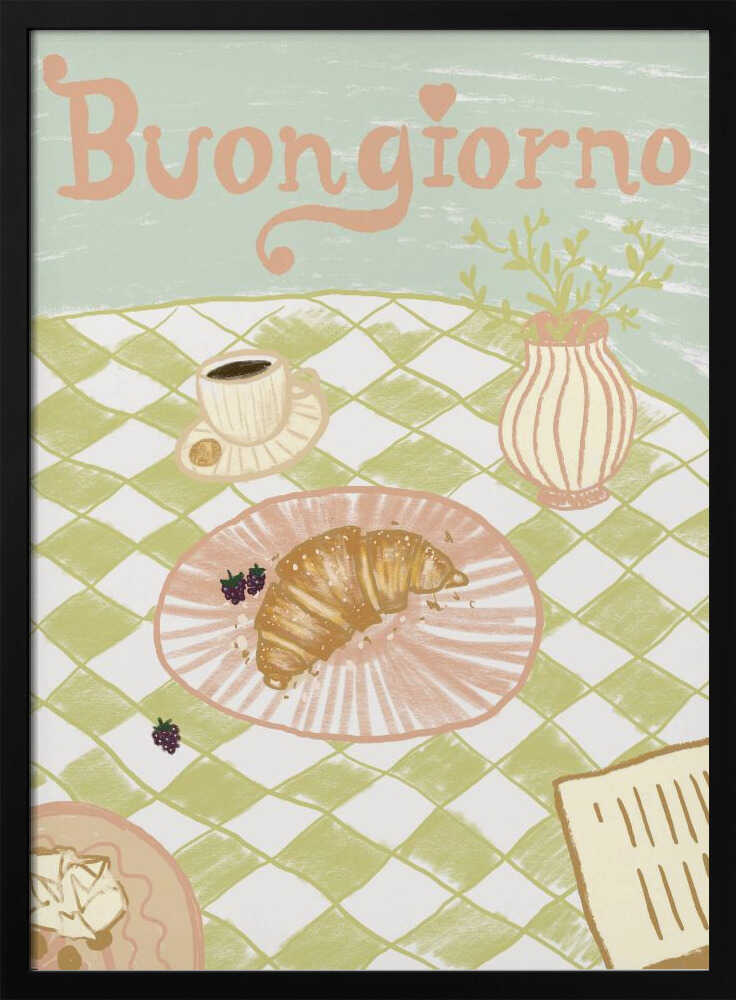 Buongiorno Breakfast Scene Art Print UK — Abstract Vibrant Wall Art — Kitchen — Wall It All Prints