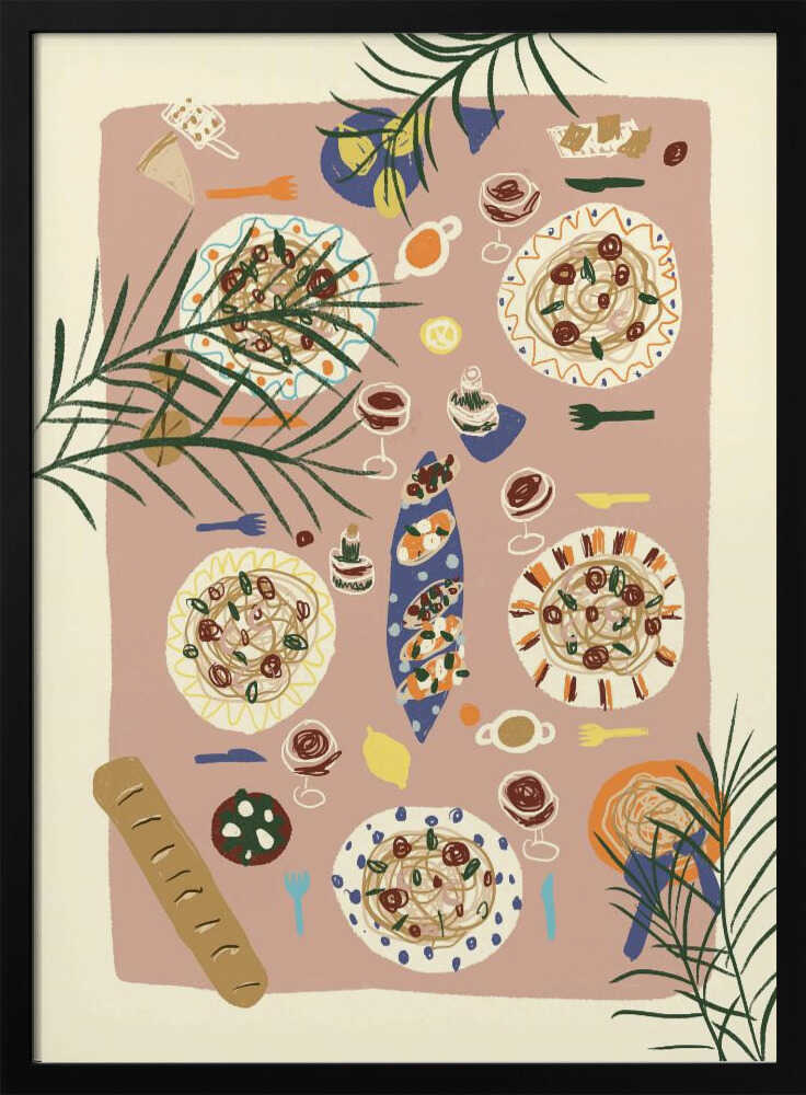 Cozy Pasta Table Art Print UK — Botanical Fresh Wall Art — Kitchen — Wall It All Prints