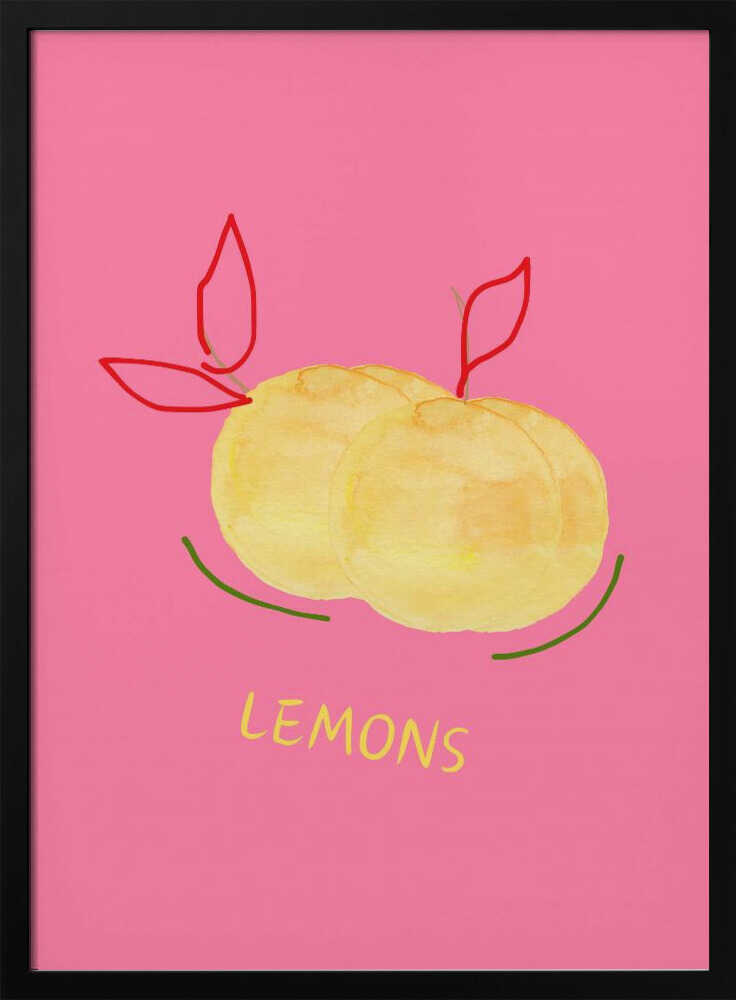 Vibrant Pink Lemons Art Print UK — Abstract Vibrant Wall Art — Kitchen — Wall It All Prints