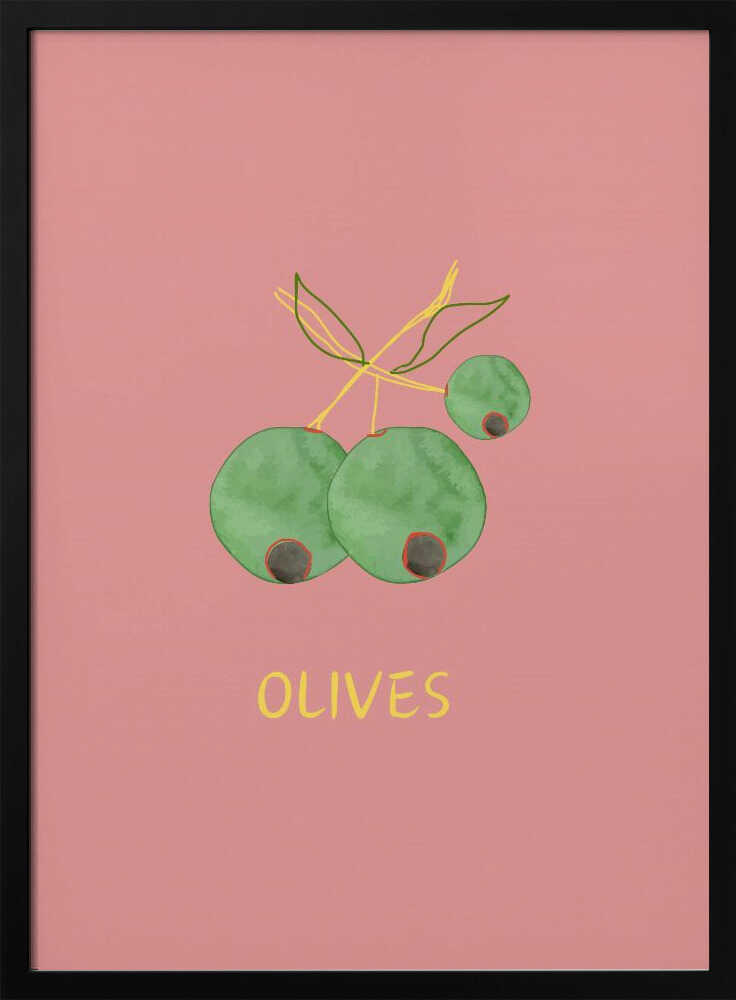 Watercolor Green Olives Art Print UK — Abstract Vibrant Wall Art — Kitchen — Wall It All Prints