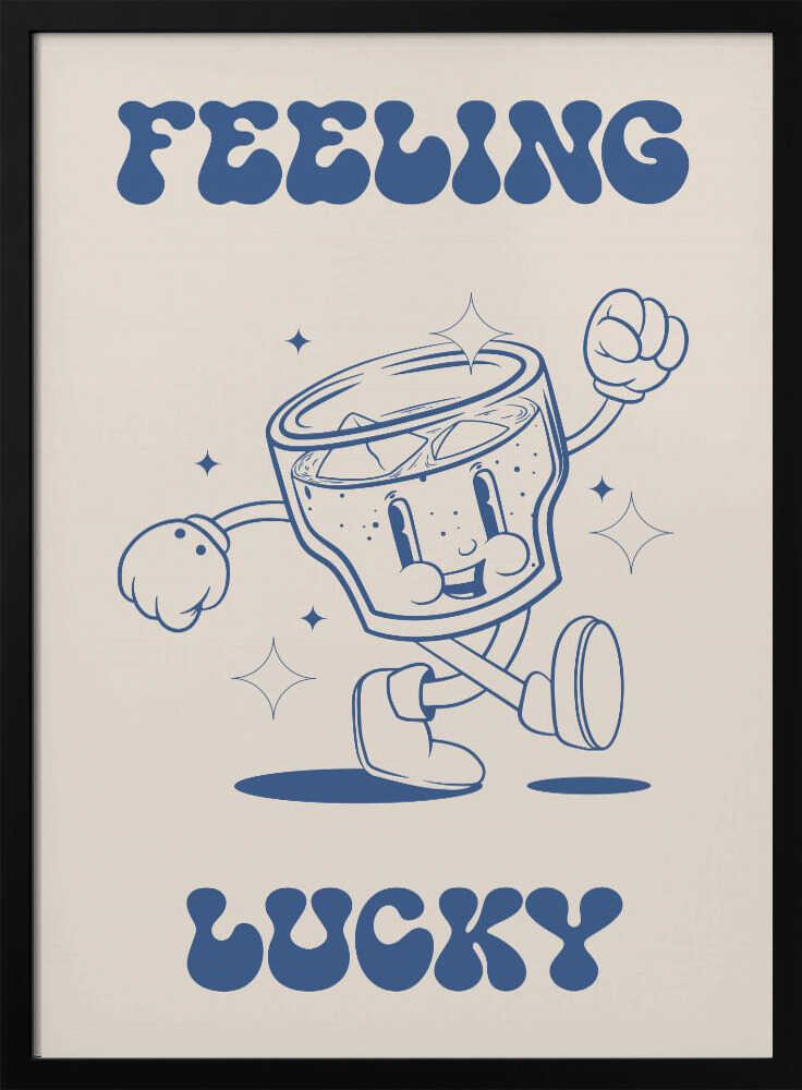 Feeling Lucky Drink Character Art Print UK — Abstract Minimal Wall Art — Office — Wall It All Prints