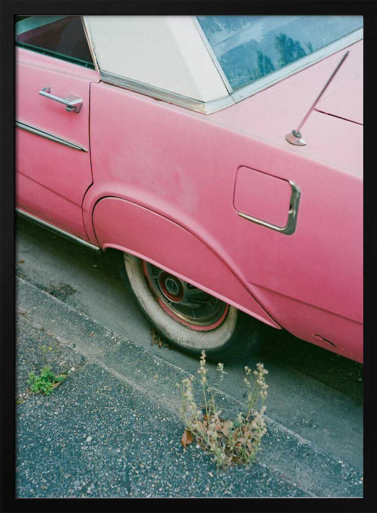 Vintage Pink Street Car Art Print UK — Automotive Vibrant Wall Art — Living Room — Wall It All Prints
