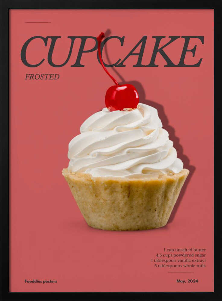 Frosted Cherry Cupcake Art Print UK — Japanese Vibrant Wall Art — Kitchen — Wall It All Prints