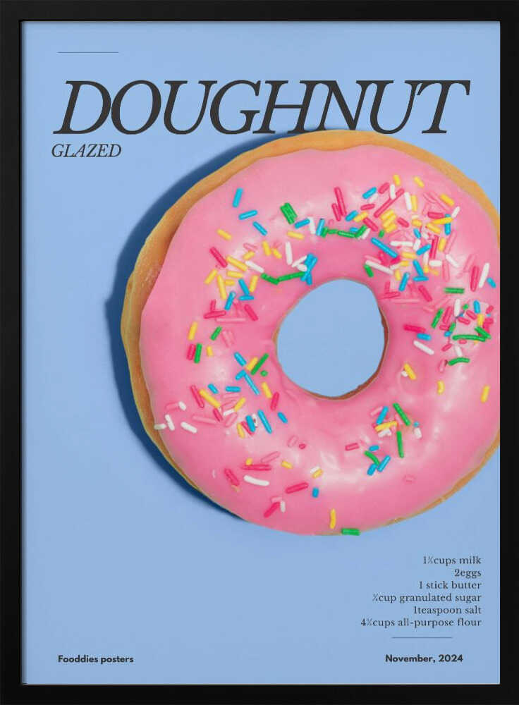 Pink Sprinkled Doughnut Art Print UK — Food Vibrant Wall Art — Kitchen — Wall It All Prints