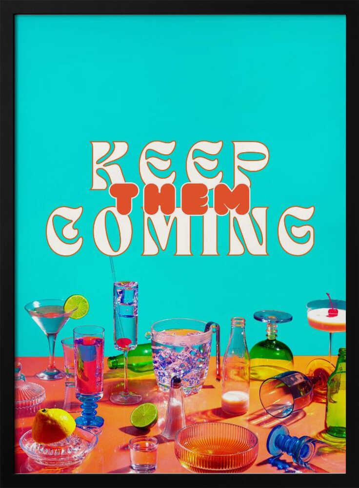 Keep Them Coming Cocktails Art Print UK — Food Vibrant Wall Art — Living Room — Wall It All Prints