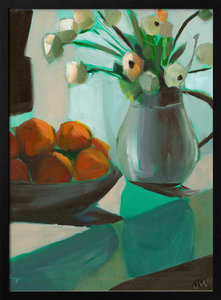 Oranges and White Ranunculus Art Print UK — Botanical Fresh Wall Art — Kitchen — Wall It All Prints