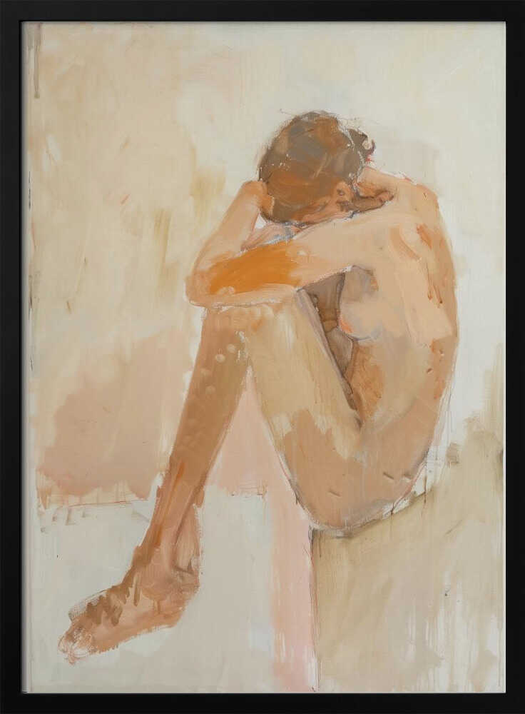 Quiet Nude Contemplation Art Print UK — Abstract Minimal Wall Art — Bathroom — Wall It All Prints