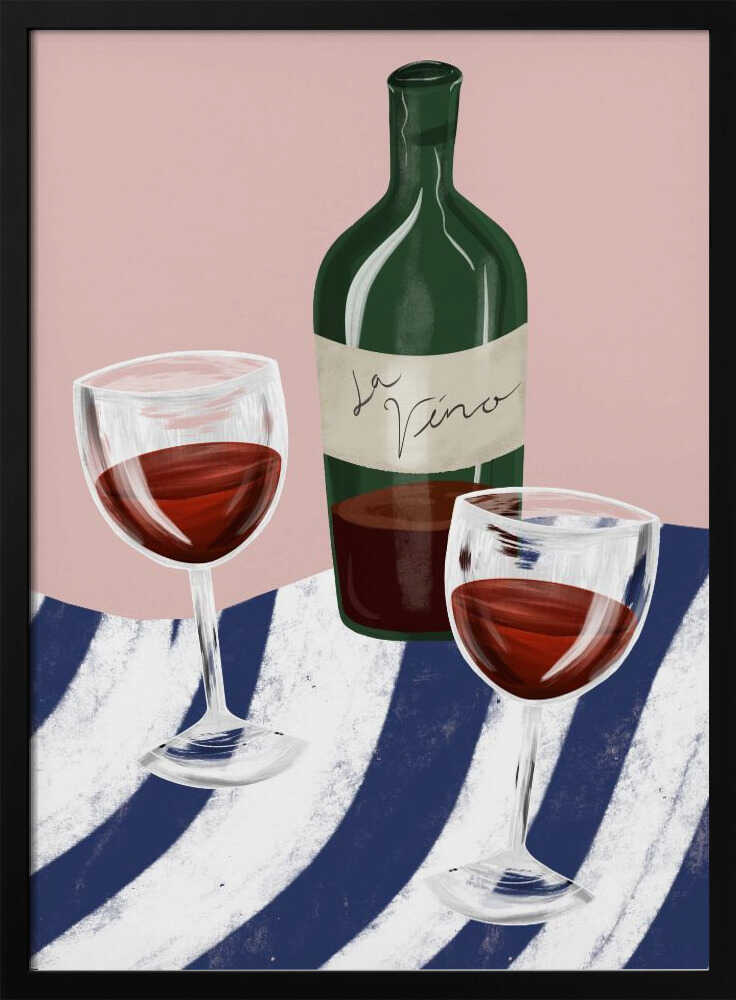 Red Wine Still Life Art Print UK — Abstract Vibrant Wall Art — Kitchen — Wall It All Prints