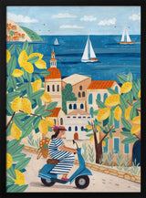 Travel poster woman on the Amalfi coast, Italy