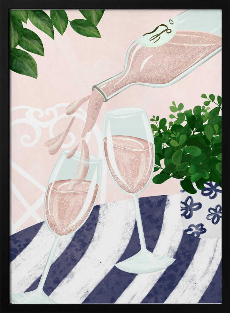Refreshing Rosé Pour Art Print UK — Botanical Fresh Wall Art — Kitchen — Wall It All Prints