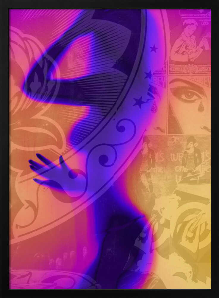 Vibrant Pop Art Woman Art Print UK — Abstract Dark Wall Art — Living Room — Wall It All Prints