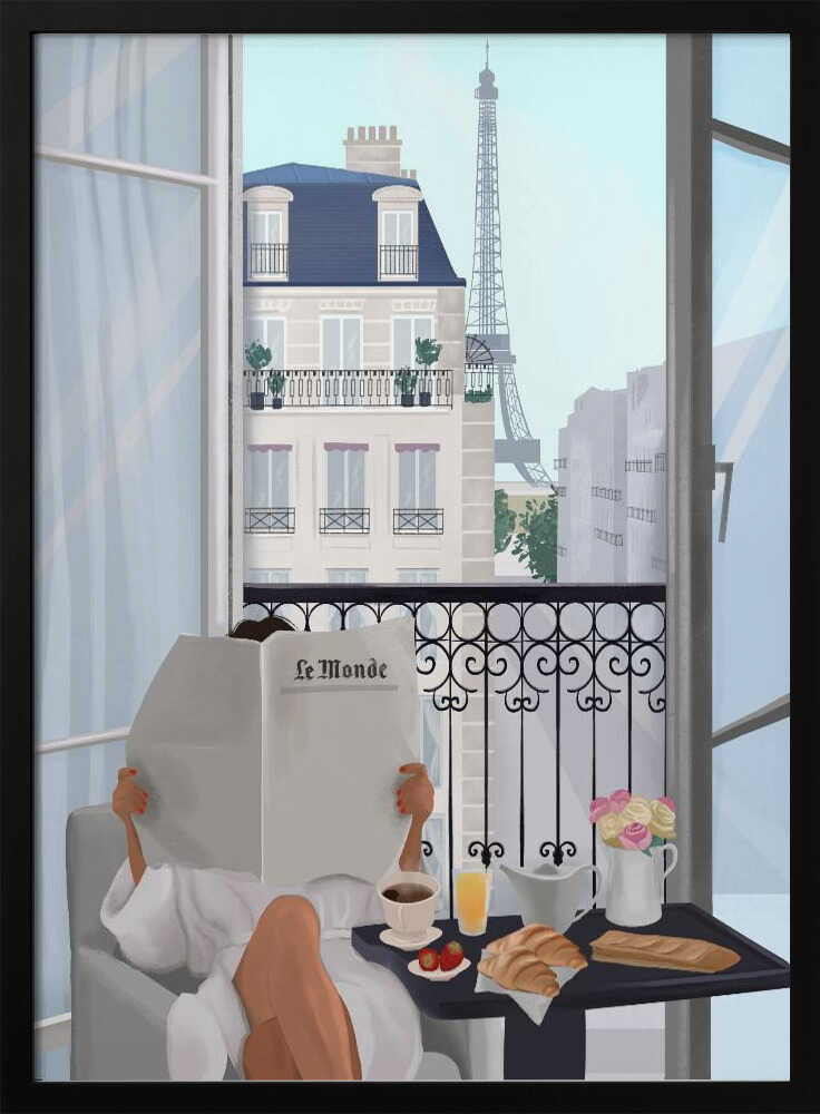 Paris Balcony Art Print UK — Portrait Vibrant Wall Art — Kitchen — Wall It All Prints