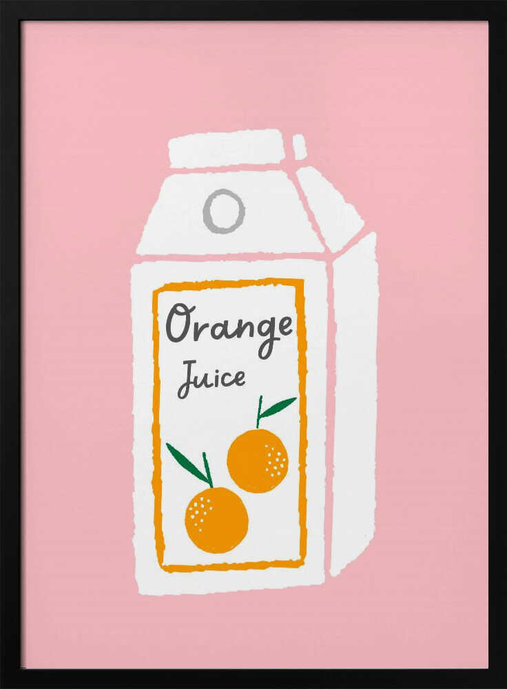Cute Orange Juice Carton Art Print UK — Abstract Calm Wall Art — Kitchen — Wall It All Prints