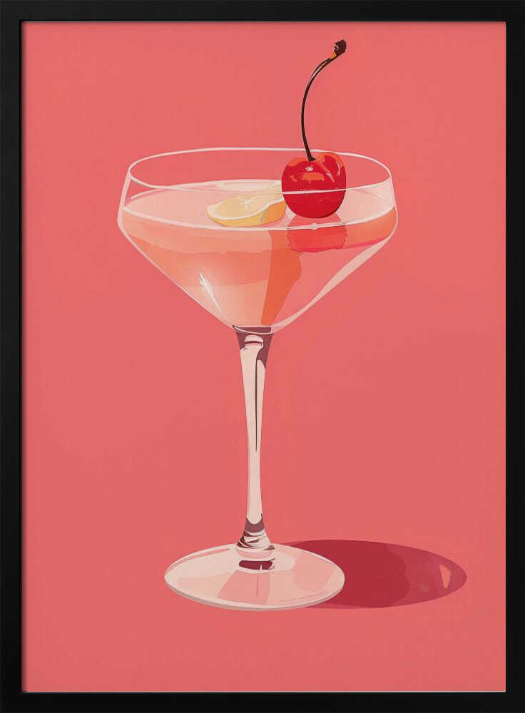Chic Pink Cocktail Art Print UK — Vintage Vibrant Wall Art — Kitchen — Wall It All Prints