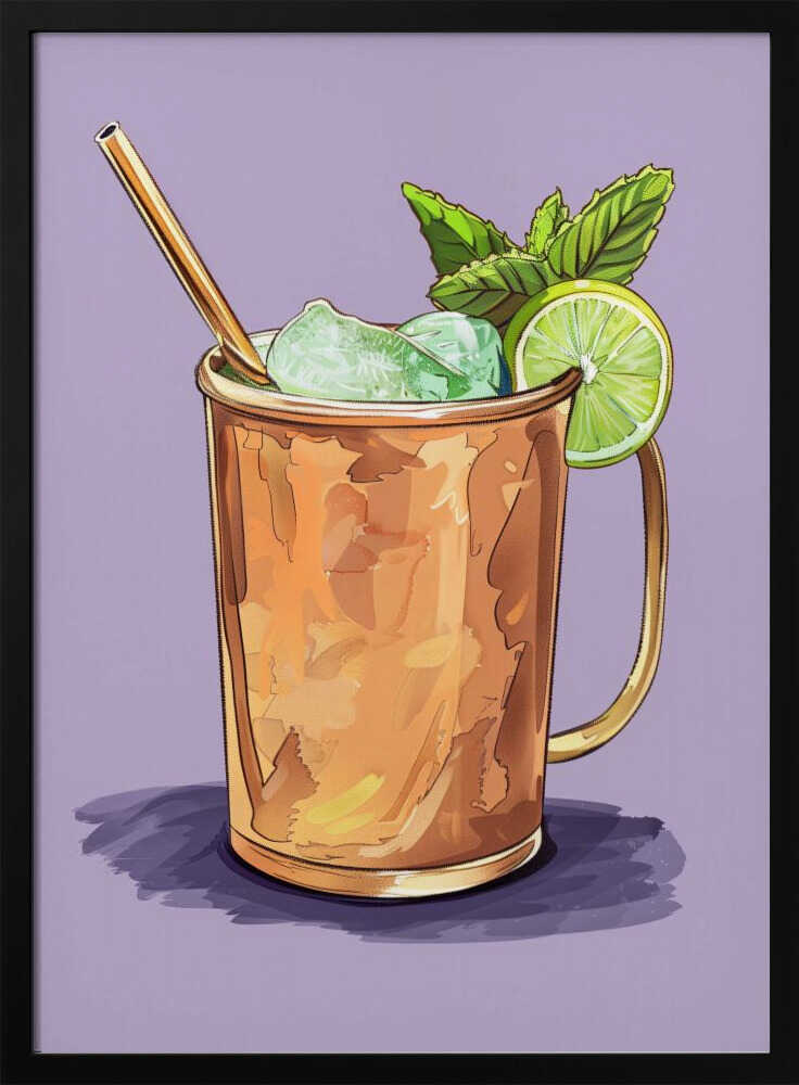 Refreshing Copper Cocktail Art Print UK — Botanical Fresh Wall Art — Kitchen — Wall It All Prints