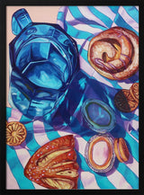Vibrant Blue Pitcher and Pastries