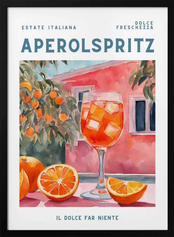 Aperol Spritz Summer Scene Art Print UK — Botanical Vibrant Wall Art — Kitchen — Wall It All Prints